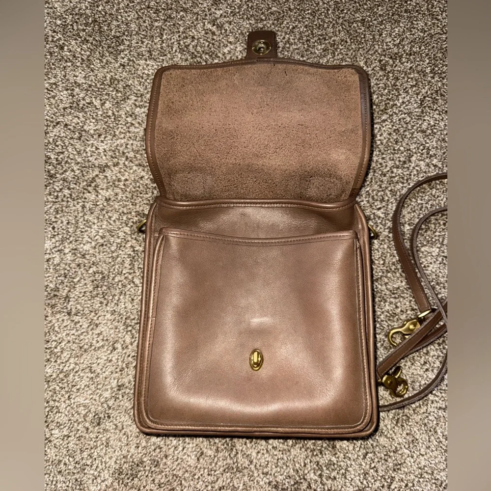 Coach Brown Leather Crossbody Bag with Gold Hardware